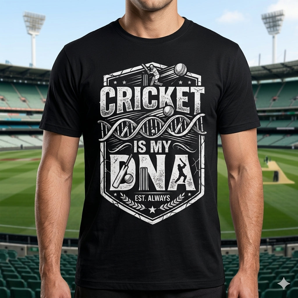Cricket Is My DNA Printed T-Shirt for Sports Lovers