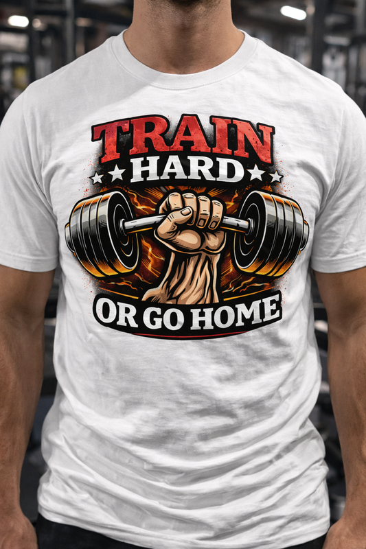 Train Hard Or Go Home Gym T-Shirt – Motivational Workout Tee