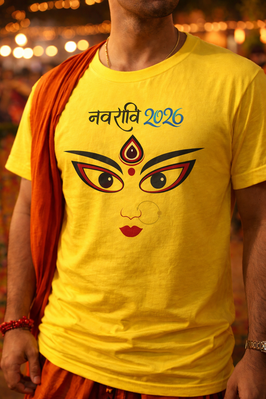 Navratri Festival Printed Spiritual Wear T-Shirt | Devotional Festive Graphic Tee