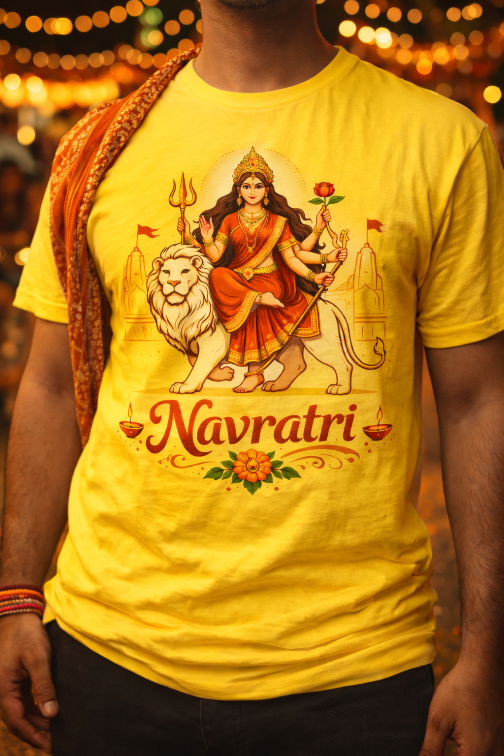 Navratri Printed Spiritual Wear T-Shirt | Festive Devotional Graphic Tee