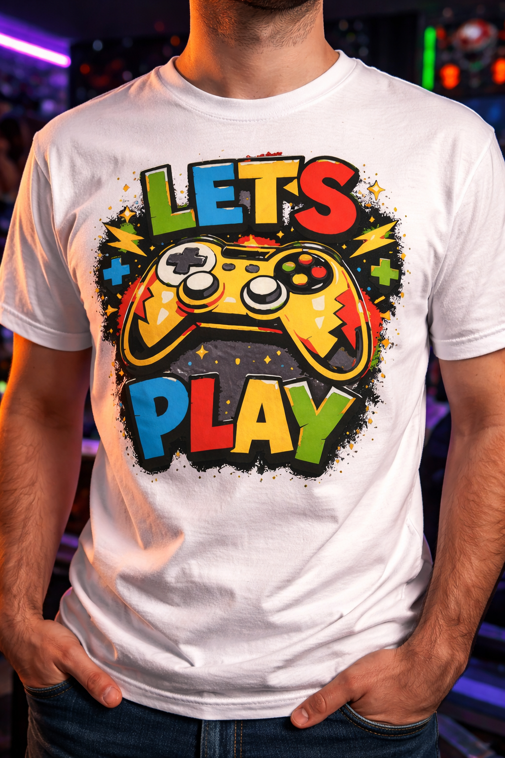 Let’s Play Game Gamer T-Shirt – Funny Gaming Graphic Tee