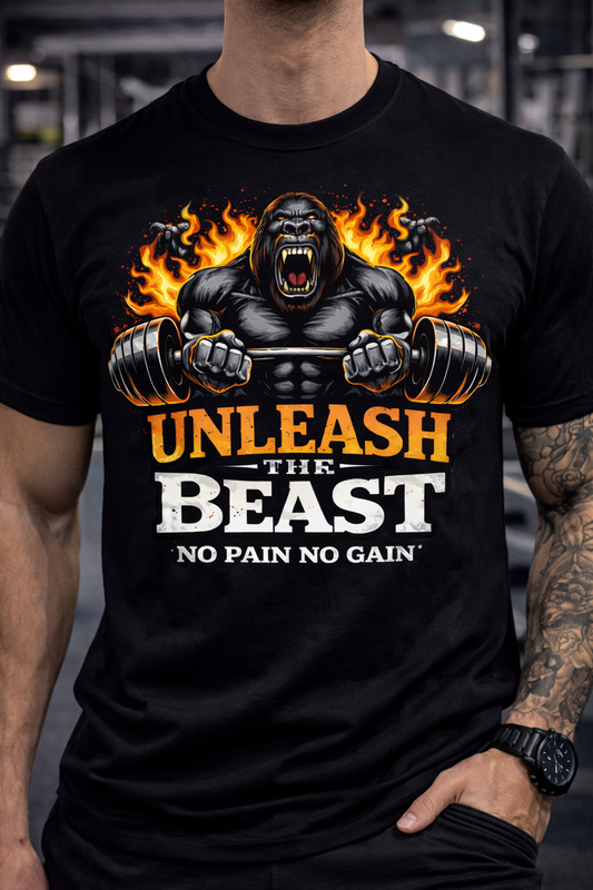 Unleash The Beast Gym T-Shirt – Motivational Workout Graphic Tee