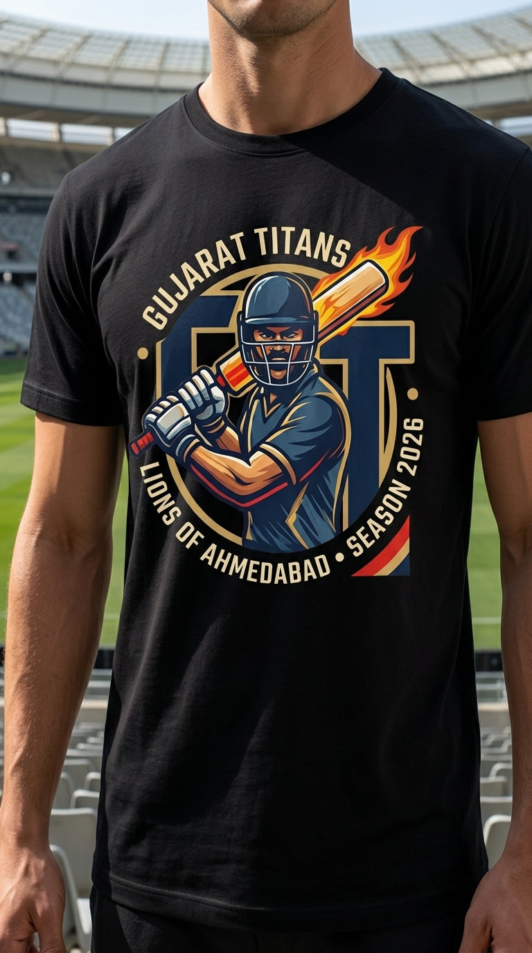 Lions of Ahmedabad” Fan T-Shirt – Premium Supporter Tee for Gujarat Titans | Indian Premier League Edition