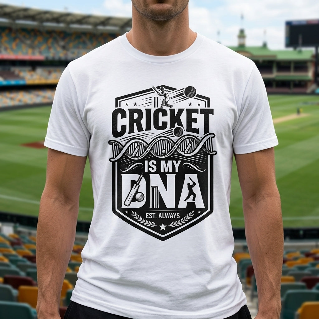 Cricket Is My DNA Printed T-Shirt for Sports Lovers