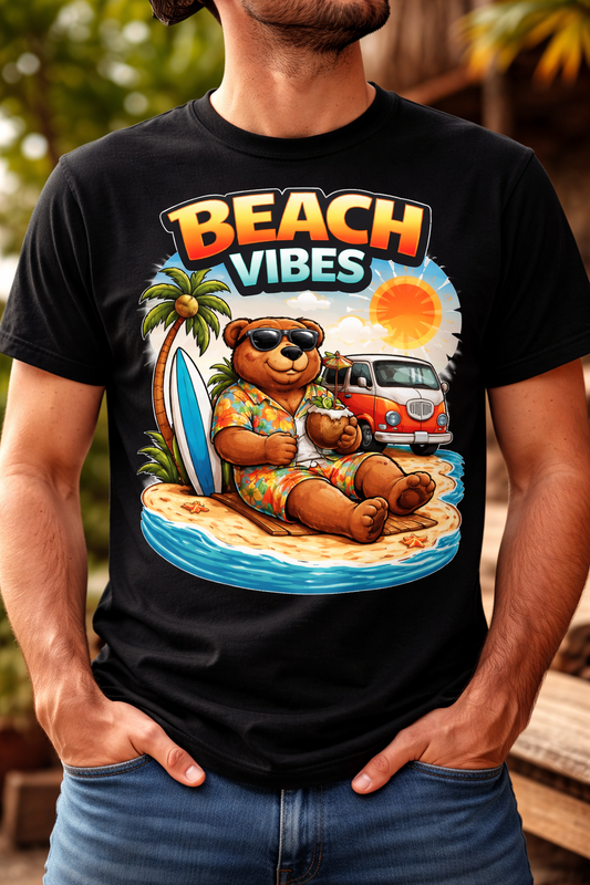 Beach Vibes Cartoon Graphic T-Shirt