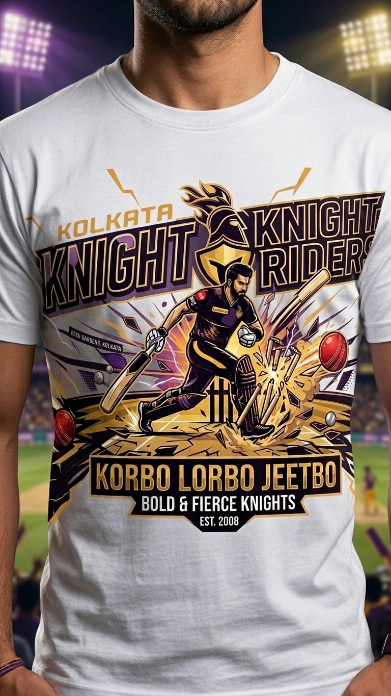 Korbo Lorbo Jeetbo T-Shirt – Kolkata Knight Riders Fan Edition