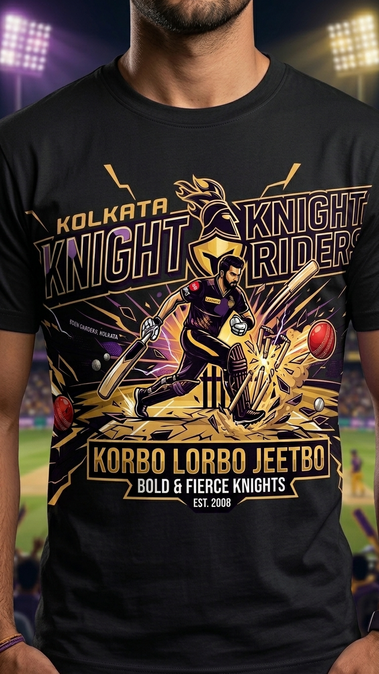 Korbo Lorbo Jeetbo T-Shirt – Kolkata Knight Riders Fan Edition