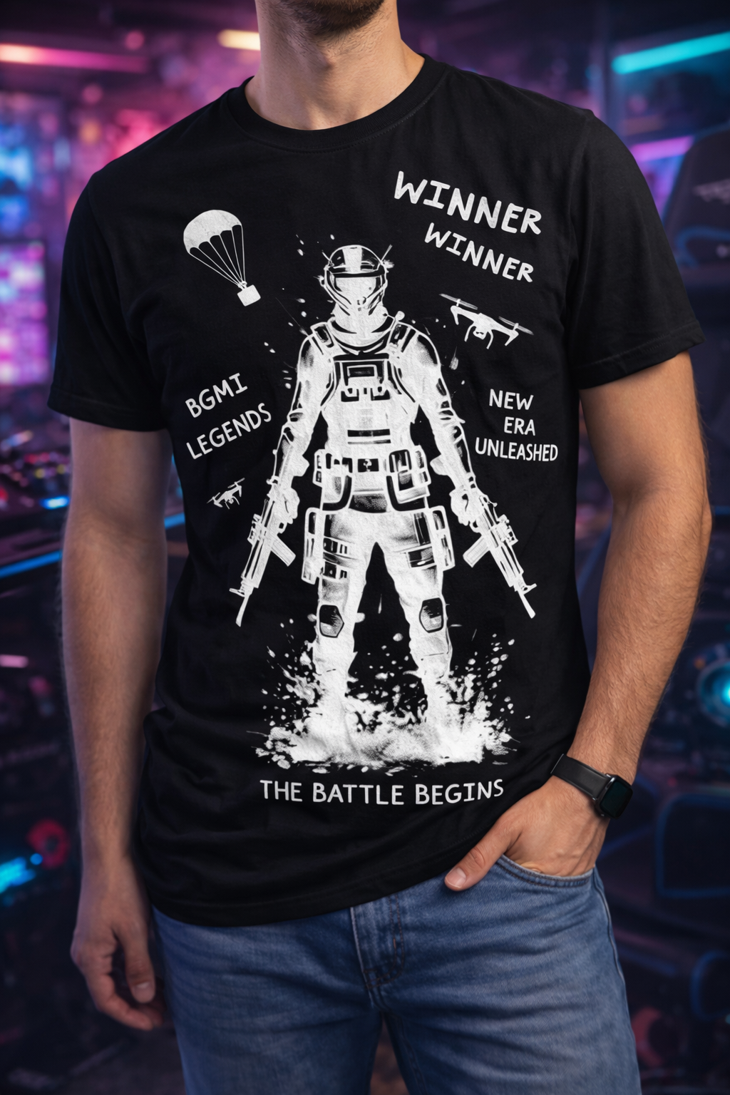 BGMI Winners Gamer T-Shirt – Battleground Gaming Graphic Tee