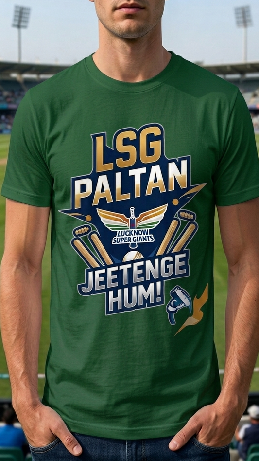 Lucknow Super Giants Fan T-Shirt – “Jeetenge Hum” Printed Cotton Tee for IPL Supporters