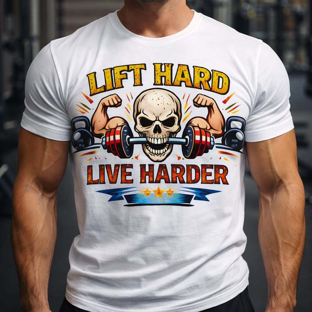 Lift Hard, Live Harder – Motivational Gym Graphic Tee