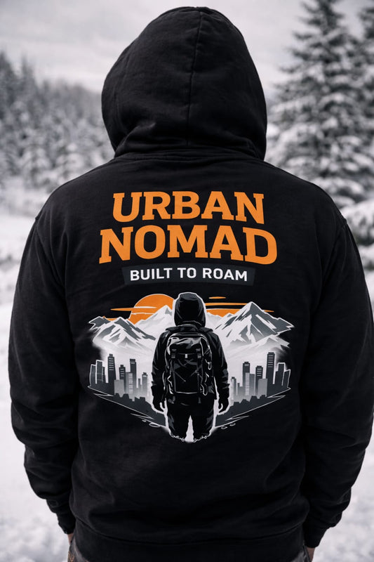 Urban Nomad Built To Roam Hoodie – Adventure Travel Graphic Sweatshirt for Men & Women